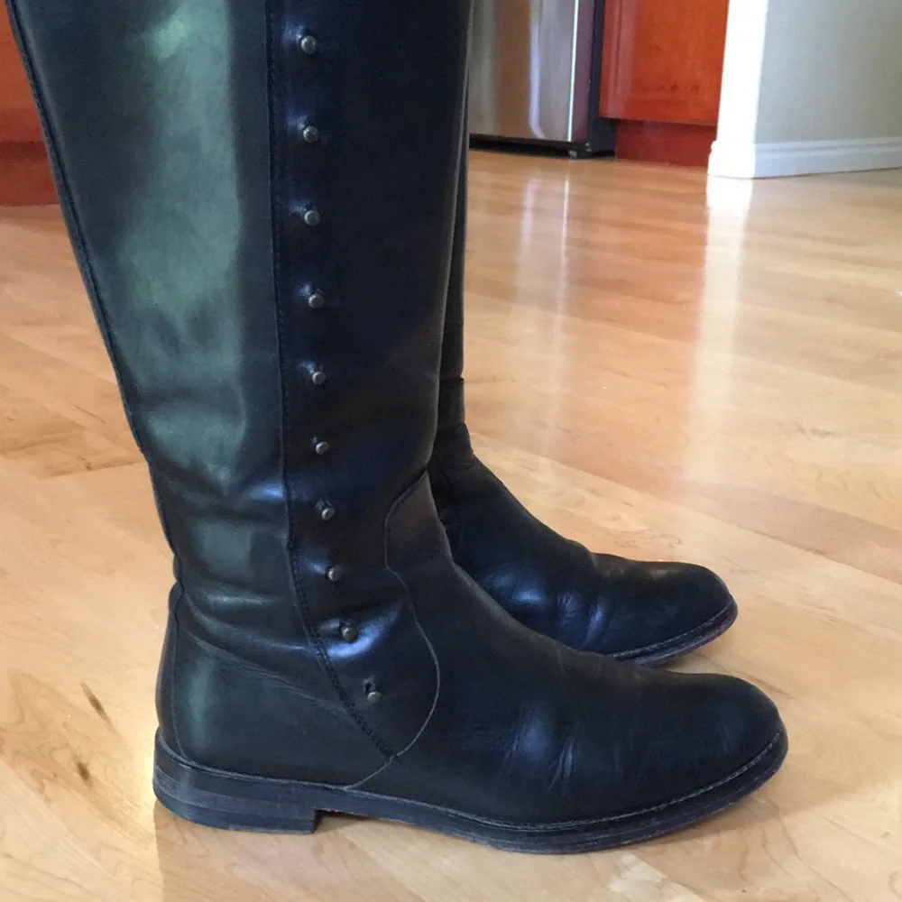 COLE HAAN | Black Leather Tall Boots Ridding Boots